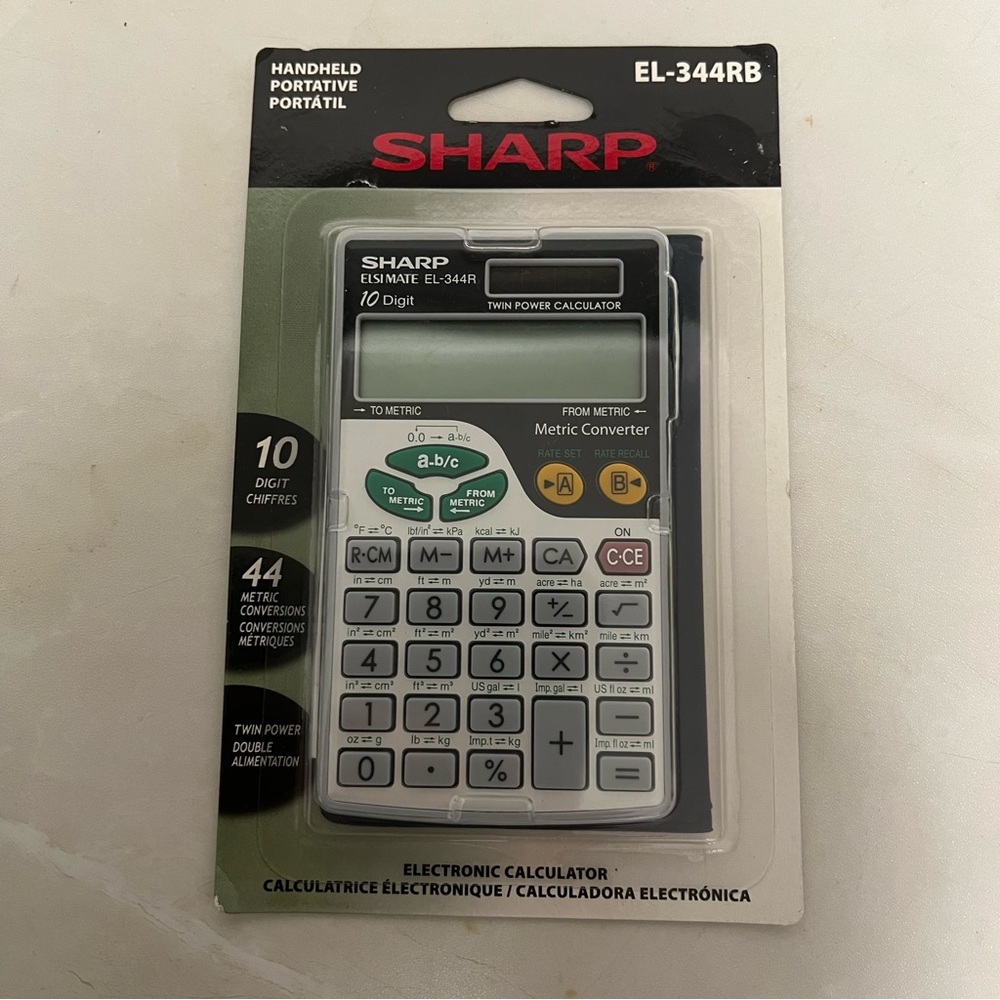 Sharp EL-344RB Calculator 10 Digit Twin Power Metric Converter